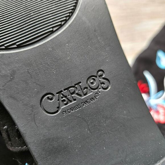 Carlos by Carlos Santana Black Over the Knee Boots with Red Floral Embroidery - Picture 6 of 15